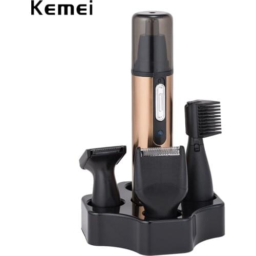 Kemei 4 in 1 rechargeable nose hair trimmer hair trimmer electric shaver mens ear nose hair cutter beard shaver eyebrows tool