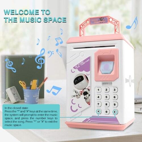 Money Saving Box ATM Bank Safe Box Deposit Banknote Electronic Piggy Bank ATM Password Money Box Fingerprint Coin