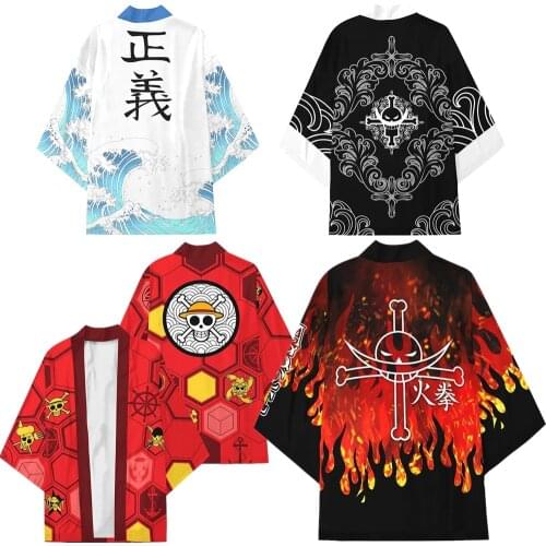 Anime ONE PIECE Luffy Edward Newgate Ace Cosplay Costume Coat Uniform Cloak Tops Kimono Haori Shirt Unisex