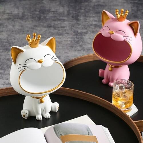 Key Tray Crown Lucky Cat Nordic Storage Ornaments Creative Home Decoration
