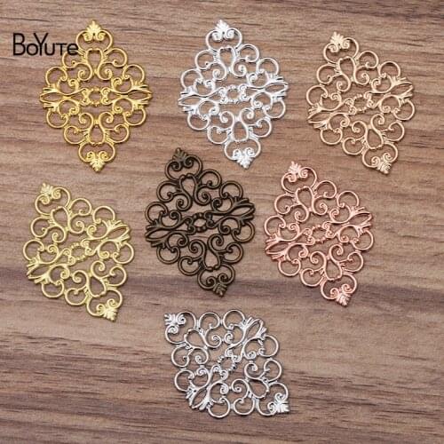 BoYuTe (100 Pieces/Lot) 42*30MM Metal Brass Filigree Plate Flower Materials DIY Jewelry Accessories Parts Supplier