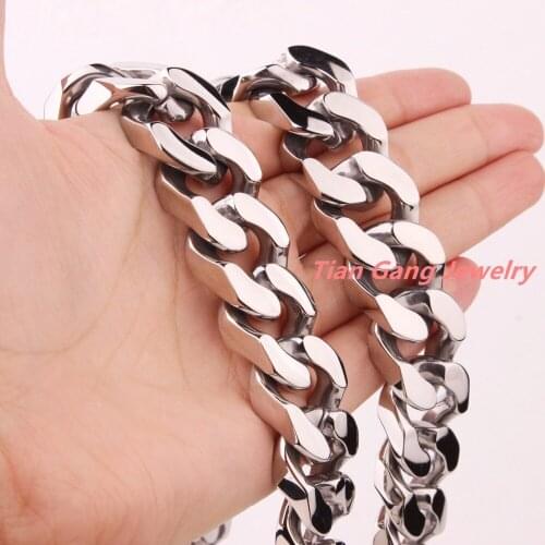 7-40" 21mm 440g Huge Heavy Newest 316L Stainless Steel Silver Color Polished Curb Cuban Chain Mens Necklace Christmas Gift