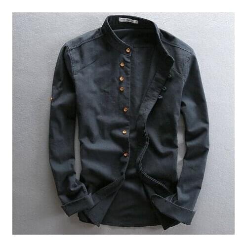 Man Summer Linen Long Sleeve Shirt Chinese Style Vintage Fashion Male Shirts For Man Autumn Spring Summer