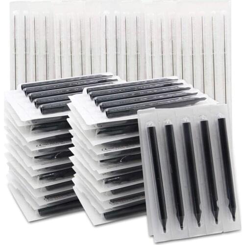 100pcs Tattoo Needles and Tips Set 50pcs Tattoo Needles & 50pcs Black Long Tattoo Tips Tubes for Tattoo Machine Grip Tubes