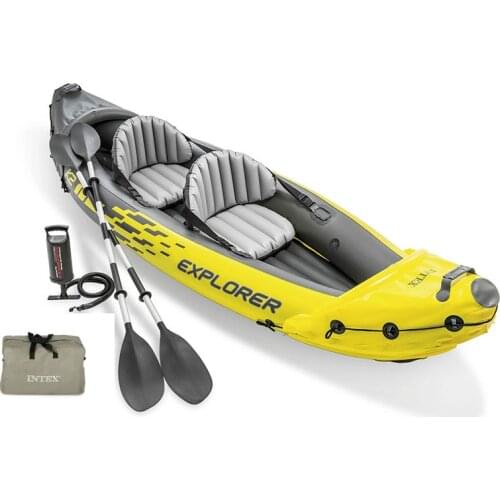 Duty Tax Free Inflatable Kayak EXPLORER K2 Water Sport Portable Fishing Boat Double Person PVC Boat Kayaks 2 Seats Pump Paddle