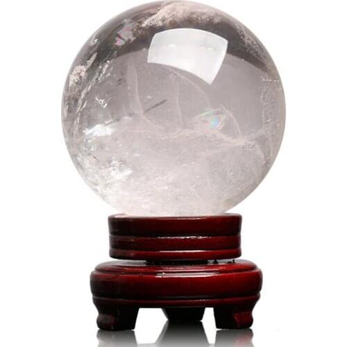 Natura Clear Quartz Ball Crystal Sphere Balls Meditation Chakra Healing Crystal Stone Crafts Home Decoration Gift & Wood Stand