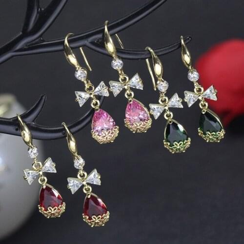 2021 New French Style Temperamental Womens Crochet Earrings Bow Knot Geometric Eardrops Temperament Jewelry Wholesale