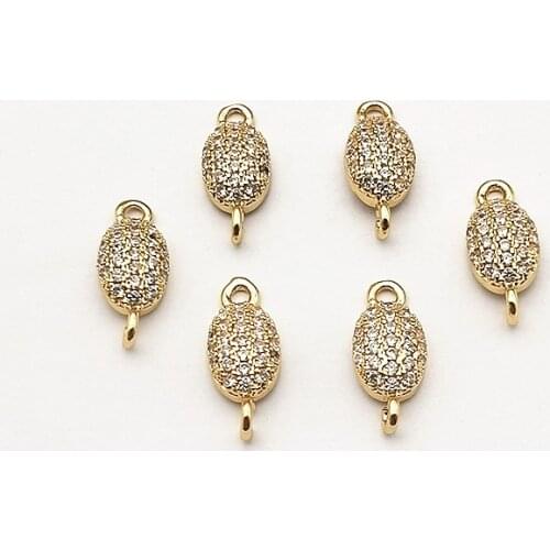 New arrival! 14x6mm 50pcs Cubic Zirconia Oval Connector for Earring DIY Making, Jewelry Accessories Findings & Component