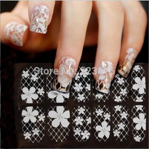 New 3D Lace Crystal Nail Art Tips Sticker Decal Full Wraps DIY Decorations 32 styles 16 Sheets/lot