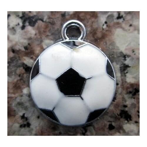 Wholesale 100Pcs/Lots Zinc Alloy Metal Enamel lovely football Charms 22x18mm bead