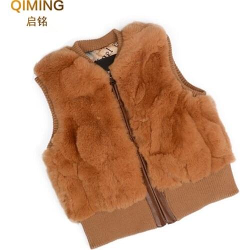 2019 Autumn Winter Fur Vest Ladies Fur Coat Vest Children Short Paragraph Rex Rabbit Hair Whole Skin Boys And Girls Parent-child