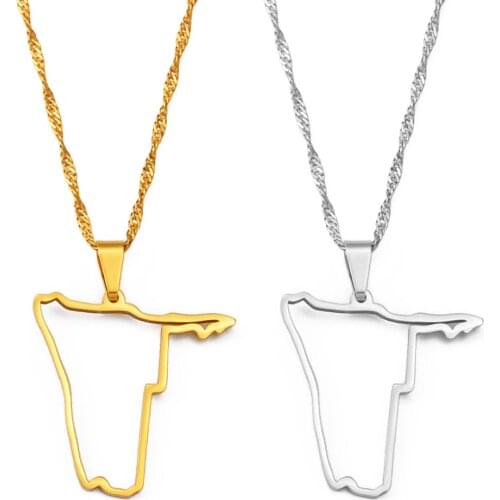 Anniyo Namibia Contour Map Pendant Chain Necklaces African Country Maps Jewelry Gifts #233421