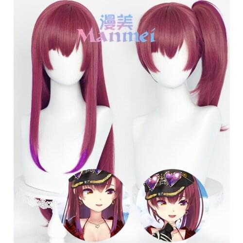 Anime Hololive Houshou Marine Cosplay Wig Heat Resistant Hair Wigs For Halloween Carnival Fancy Party Game Fans Gift