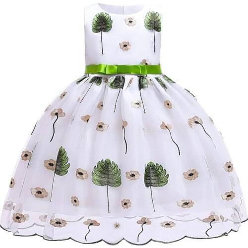 Baby Girls Birthday Party Princess Dress Kids Flower Embroidered Formal Wedding Christmas Ball Gown Dress for Girls 3-10 Yrs