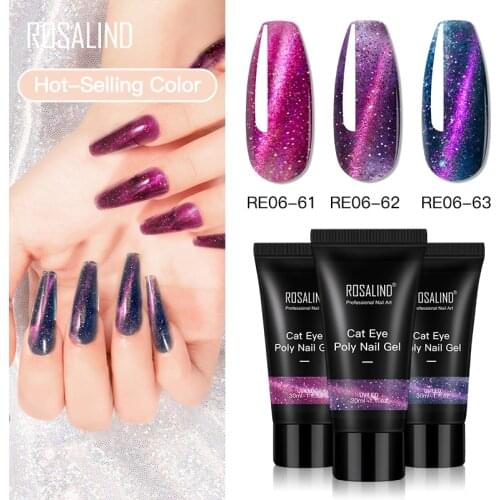 ROSALIND Cat Eye Poly Nail Gel UV Builder Gel Nail Polish Lacquer Of Nail Extension Art Design All For Manicure Top Base