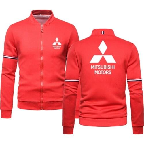 Casual Fashion Cotton Mens Zip Jacket Mitsubishi Car Logo Print Spring Autumn Mens jackets High Quality Mens sweatshirt