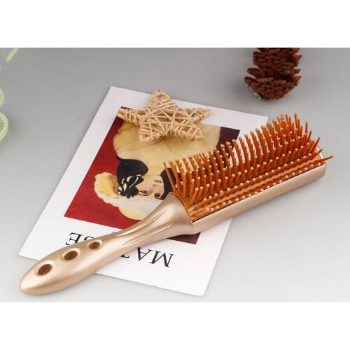 Nice Quality Detangling Nylon Brush For Salon Hairdressing Girl Hair Brush Hair Care Styling Comb Gold Women Curly Massage Comb