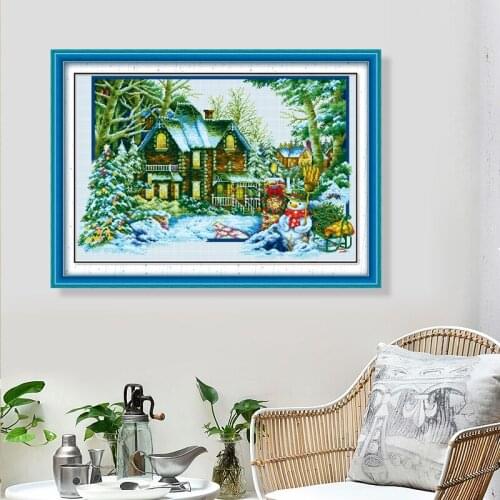 Romantic Story Four Seasons Winter Scenery Decorations Cross Stitch Needlework DIY 11CT Printing Cross Stitch Embroidery Kits