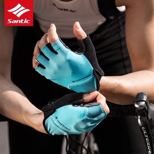 Santic Cycling Gloves Half Finger Mens Womens Summer Sports Shockproof Bike Gloves GEL MTB Bicycle Gloves Guantes Ciclismo