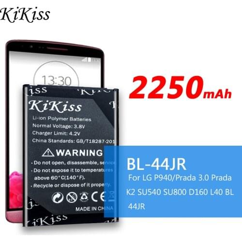 KiKiss Replacement Phone Battery For LG P940/Prada 3.0 Prada K2 SU540 SU800 D160 L40 BL 44JR Batteries 2250mAh BL-44JR