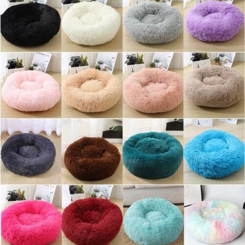 Pet Kennels Dog Bed Sofa for Cat Long Plush Soft Fluffy Basket Pet Bed for Dog Comfortable Donut Kennels Beds & Sofas Hand Wash
