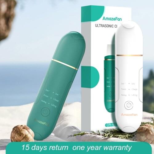 AmazeFan Ultrasonic Cleaning Beauty for Face Skin Care Acne Blackheads Remover Scrubber Cavitation Peeling Facial Cleansing