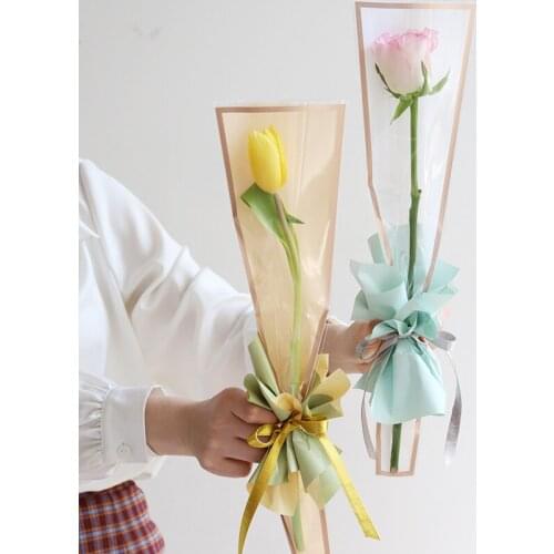 50PCS Simple Frame Phnom Penh Single Bag Multiple Bags Transparent Bouquet Fresh Flowers Floral Packaging Material
