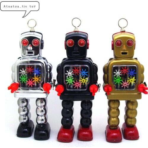 Vintage Retro High Wheel Robot Tin toy Classic Clockwork Mechanical Wind Up Motor Robot Tin Toy For Adult Kids Collectible Gift