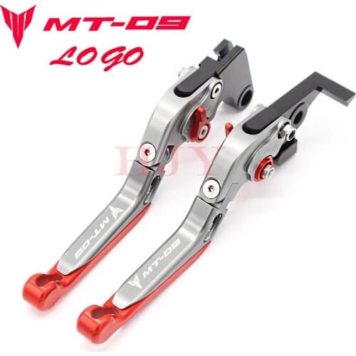 Laser Logo(MT-09) Black+Titanium CNC Folding Extendable Motorcycle Brake Clutch Levers For Yamaha FJ-09/MT-09 Tracer 2015 2016