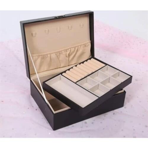 17x23CM High Quality Double Layer PU Jewelry Box Jewelry Bracelet Ring Necklace Earrings Watch Glasses Packaging Box Storage Box