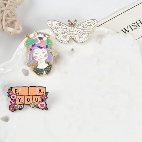 Funny Quote Pins Letter Enamel pins Golden Line Brooches for women Lapel pins Backpack Badges Pins up Drop shipping