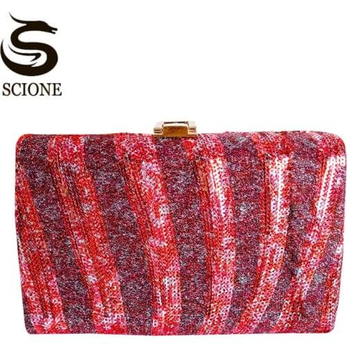 Strip Sequined Women Clutch Bag for Evening Party And Wedding Evening Clutch Purse Handbag Shoulder Bag Chain Straps XA768M