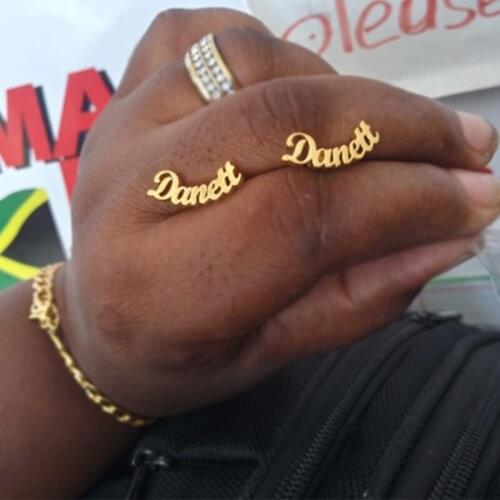 3UMeter Personalized Custom Name Earrings For Women Stainless Steel Initial Letters Nameplate Stud Earring Cute Party Girl Gifts