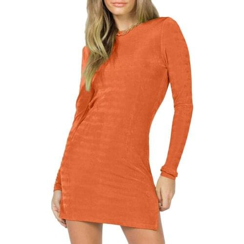 Women Dress Sexy Solid Color Lace-up Autumn Long Sleeve Backless Split Dress Streetwear for Date Party