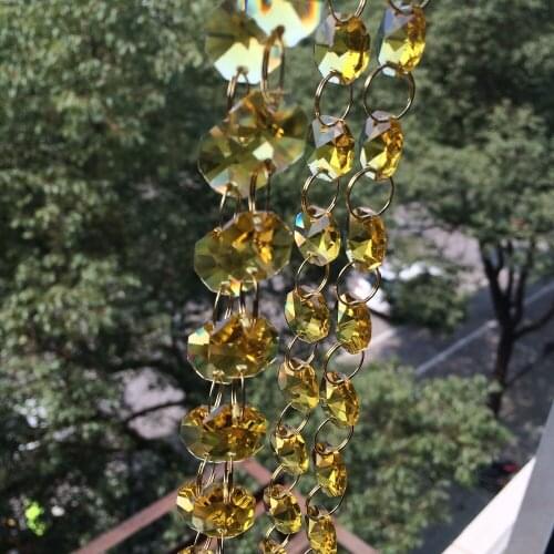 Gold 14mm crystal octagon bead strand curtain,100M/ lot,Crystal garland Strands,Wedding and Christmas,crystal bead chain