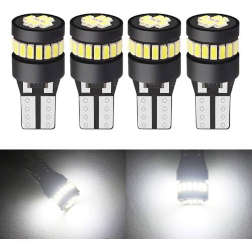 4PCS Car LED Light T10 Bulbs W5W 194 DC 12V White 6000K Auto Reverse Instrument Panel Clearance Lamps