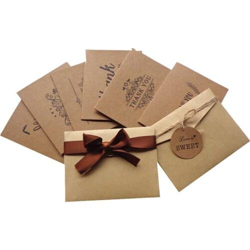 6Set Mixed Antique Kraft Paper Thank You Congratulations Greeting Cards Blessing Card Flower Birthday Card Gift Box Envelope Set