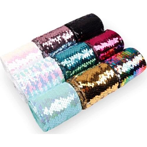 AHB 25Yards Reversible Sequin Ribbon 75MM DIY Hairbows Accessories Wedding Party Decoration Holiday Decorations Materials