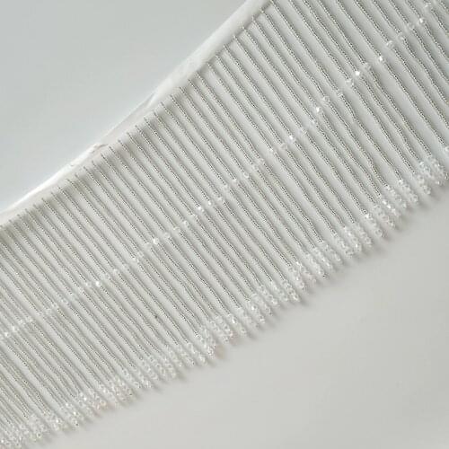 10cm wide beaded fringe with crytal beads both in middle and bottom Dancewear Costumes Wedding Dress Fringe DIY Sewing Supplie