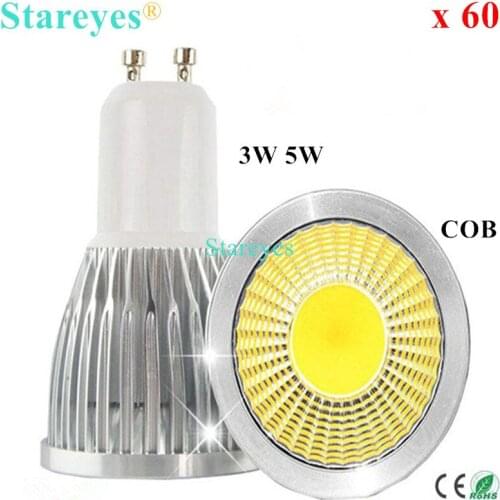 Free shipping 60 Pieces Dimmable 3W 5W COB Light GU10 E27 MR16 B22 E14 GU5.3 LED COB Spot light Downlight lamp bulb Lighting