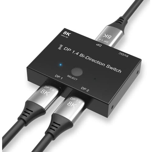 DisplayPort 8K DP 1.4 Switch Bi-Direction 8K@30Hz 4K@120Hz Splitter Converter for Multiple Source and displays