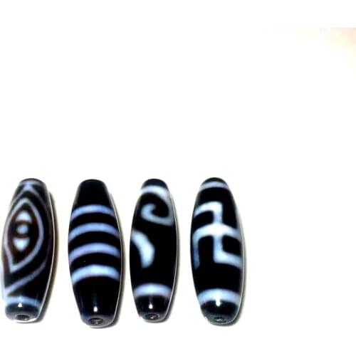 Agate Black/White DZI mirrored pearls Tibetan RuYi Double Heart Million words 4 lines men&women jewelry DIY Free Shipping