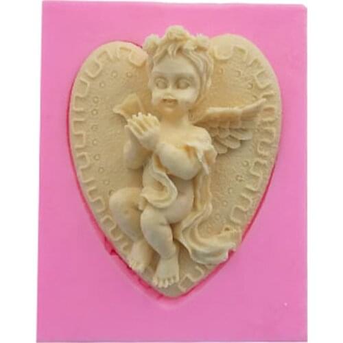 Figure silicone mold handmade soap mould Baby Angel Heart love Wedding cake decorating tools F0738