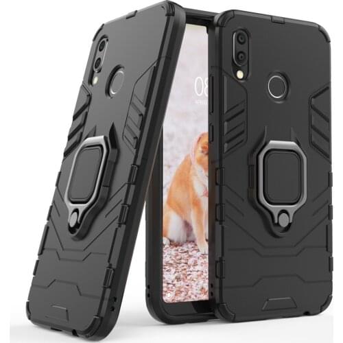Hybrid Magnetic Armor Case With Ring Kickstand Shockproof Dual Layer Soft TPU Rubber & Hard PC Back Cover For Huawei P20 Lite