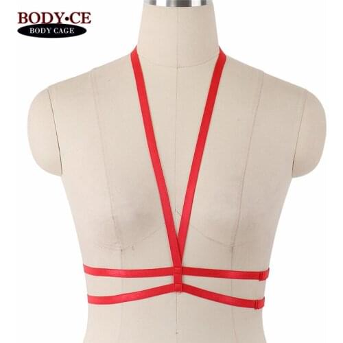 Hot Womens Fathion Sexy Body Harness Bra Elastic Adjust Bondage Lingerie Strappy Tops bra Pastel harajuku Gothic harness belts