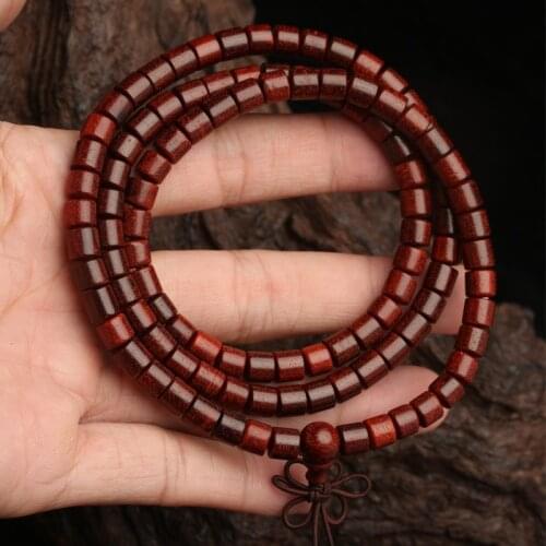 India Sandalwood Rosewood 6mmx6mm 108 Grains Buddha Beads Authentic Himalayan Bracelet Yoga Zen