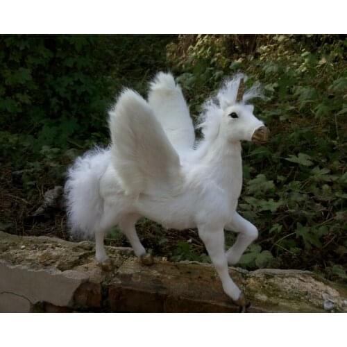 Creative simulation wings unicorn toy resin&fur white unicorn doll gift about 32x34x26cm 2052