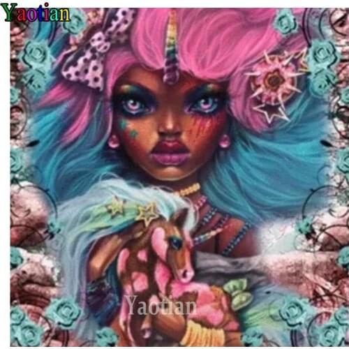 Cartoon Unicorn Girl 5D DIY Diamond Painting cross stitch Full Drill square mosiac Diamond Embroidery gift home decor