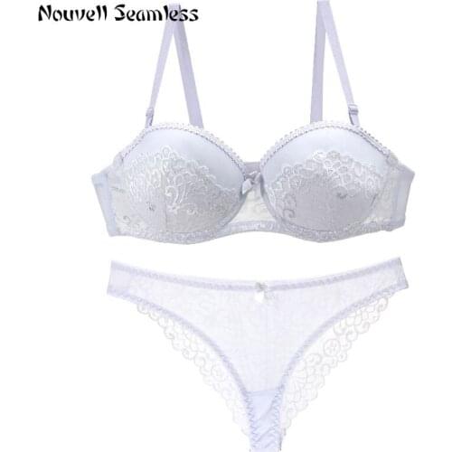 Nouvelle Seamless Luxury Sexy Thong French Lace Embroidery Bras Set Womens Push Up Bra and Panty Sets Underwear