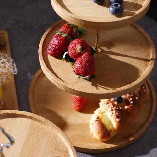Kitchen Bamboo Tray Holiday Party 2/3Llayer Fruit Plate Dessert Candy Dish Cake Stand Self-help Display Home Table Dropship